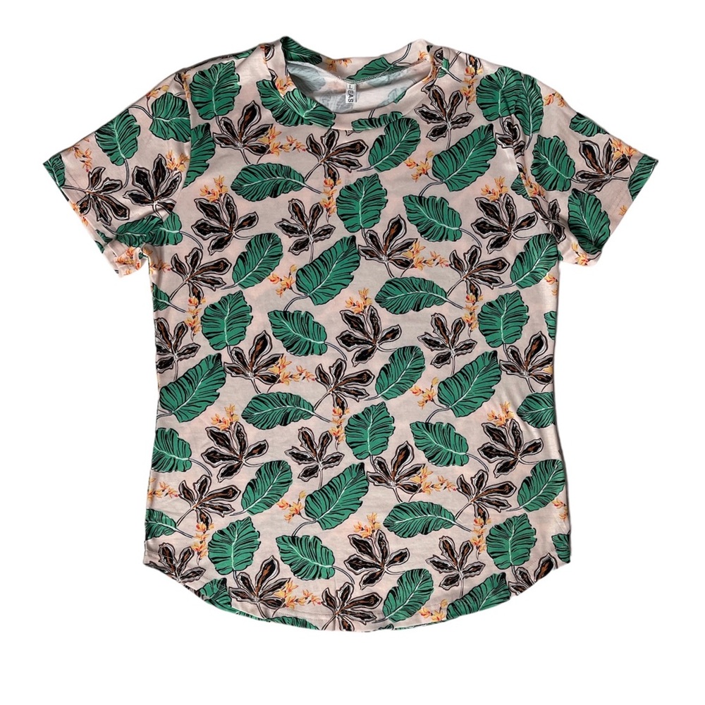 Ceasikery Tropical Print Short Sleeve Tee Size Large